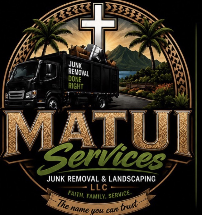 MaTui Services LLC logo — junk removal and landscaping, the name you can trust